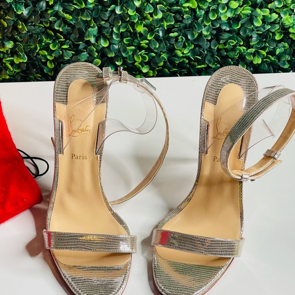 Christian Louboutin Silver/ Champagne Jonatina PVC - Picture 2 of 7